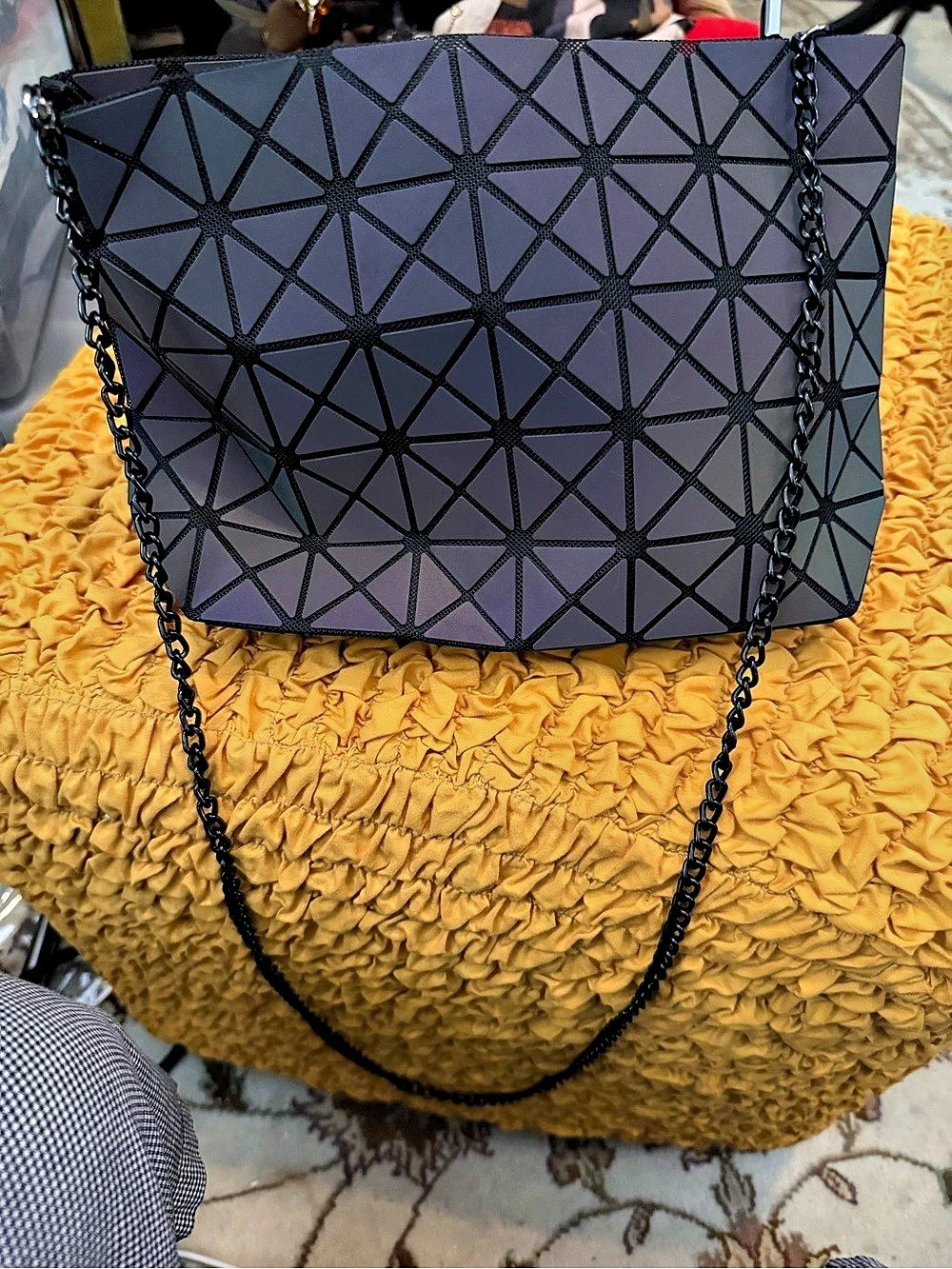 Geometric Shoulder Bag in Purple & Black Like New
